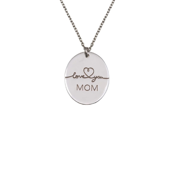 ♥️ LOVE YOU MOM STERLING SILVER NECKLACE - Picture 1 of 6